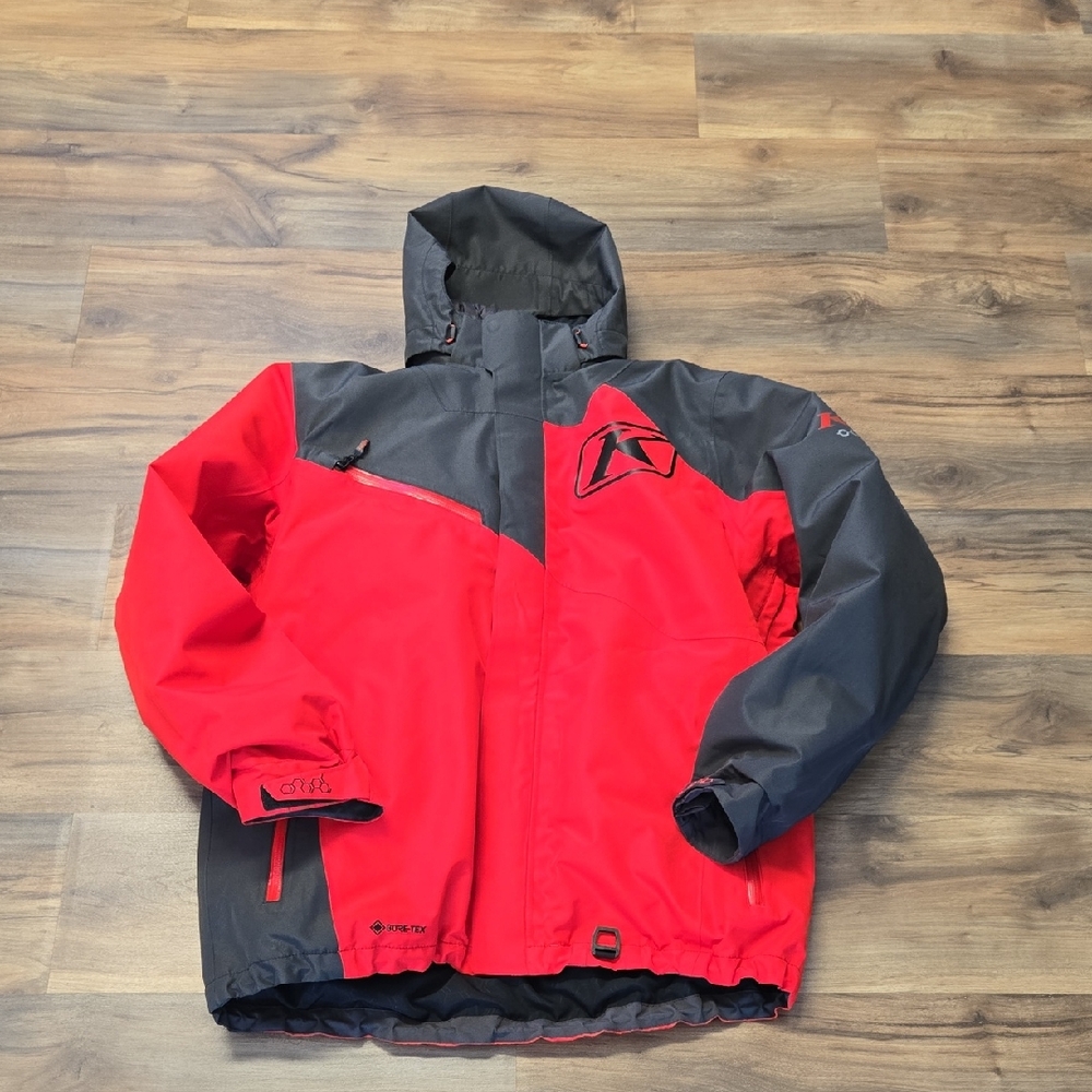 Men's Red and Gray Waterproof Hooded Jacket